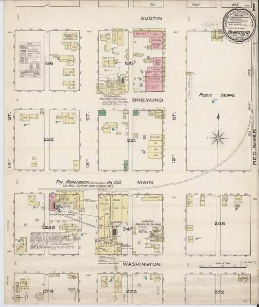 Sanborn Fire Insurance Map from Hempstead, Waller County, Texas (1885), Sheet #0001 - Complete Map Set gallery image, historic Sanborn map, vintage wall art, Texas Texas