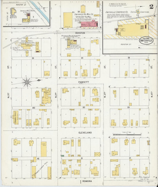 Sanborn Fire Insurance Map from Smithville, Bastrop County, Texas (1900), Sheet #0002 - Historic Sanborn Fire Insurance Map Print, vintage old map wall art, antique decor, genealogy gift, Texas Texas map