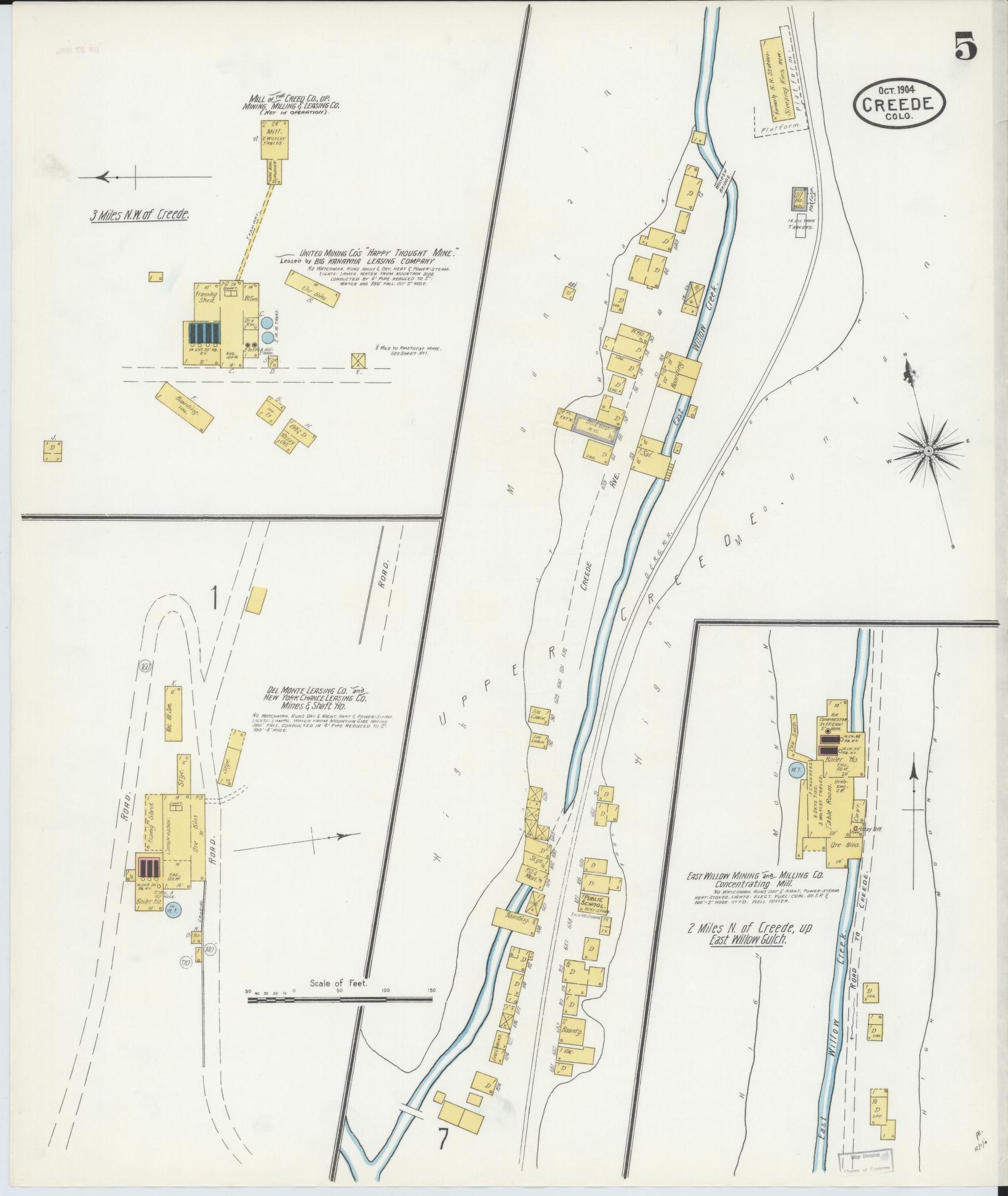 Sanborn Fire Insurance Map from Creede, Mineral County, Colorado (1904), Sheet #0005 - Historic Sanborn Fire Insurance Map Print, vintage old map wall art, antique decor, genealogy gift, Colorado Colorado map
