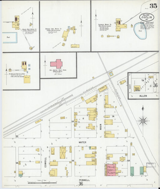 Sanborn Fire Insurance Map from Joplin, Jasper County, Missouri (1900), Sheet #0035 - Historic Sanborn Fire Insurance Map Print, vintage old map wall art, antique decor, genealogy gift, Missouri Missouri map