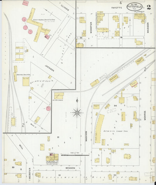 Sanborn Fire Insurance Map from Pittsfield, Pike County, Illinois (1905), Sheet #0002 - Historic Sanborn Fire Insurance Map Print, vintage old map wall art, antique decor, genealogy gift, Illinois Illinois map