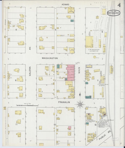 Sanborn Fire Insurance Map from Wyoming, Stark County, Illinois (1893), Sheet #0004 - Complete Map Set gallery image, historic Sanborn map, vintage wall art, Wyoming Wyoming