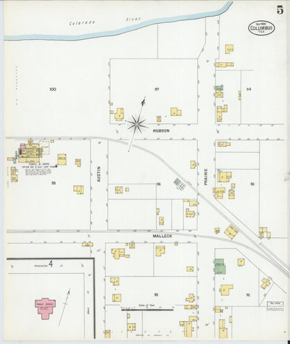 Sanborn Fire Insurance Map from Columbus, Colorado County, Texas (1900), Sheet #0005 - Complete Map Set gallery image, historic Sanborn map, vintage wall art, Texas Texas