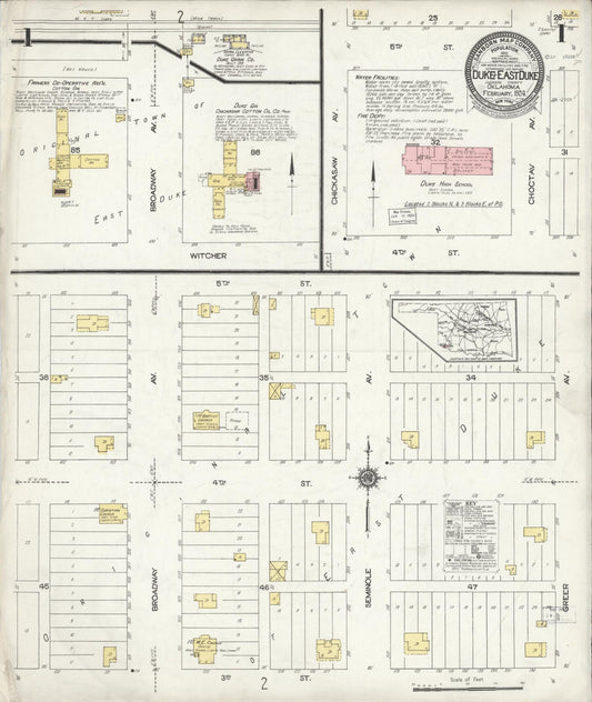 Sanborn Fire Insurance Map from Duke, Jackson County, Oklahoma (1924), Sheet #0001 - Complete Map Set gallery image, historic Sanborn map, vintage wall art, Oklahoma Oklahoma