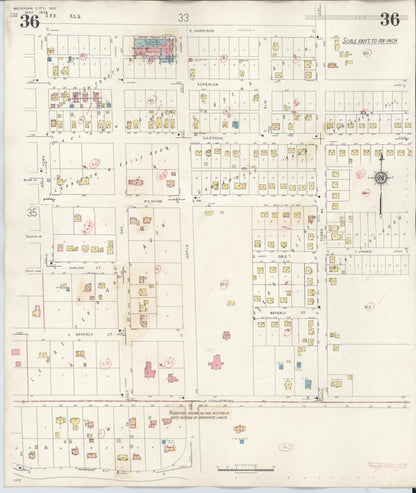 Sanborn Fire Insurance Map from Michigan City, La Porte County, Indiana (1948), Sheet #0036 - Complete Map Set gallery image, historic Sanborn map, vintage wall art, Indiana Indiana