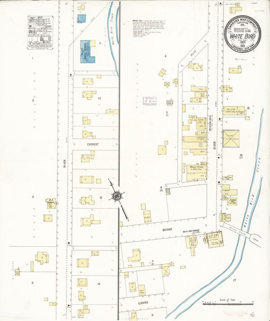 Sanborn Fire Insurance Map from White Bird, Idaho County, Idaho (1918), Sheet #0001 - Historic Sanborn Fire Insurance Map Print, vintage old map wall art, antique decor, genealogy gift, White Bird Idaho map