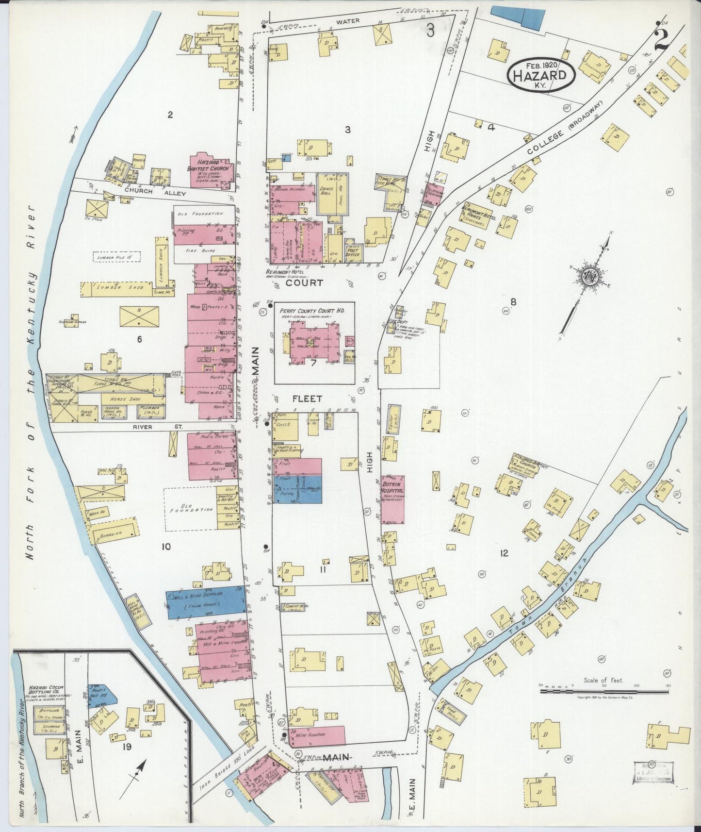 Sanborn Fire Insurance Map from Hazard, Perry County, Kentucky (1920), Sheet #0002 - Complete Map Set gallery image, historic Sanborn map, vintage wall art, Kentucky Kentucky