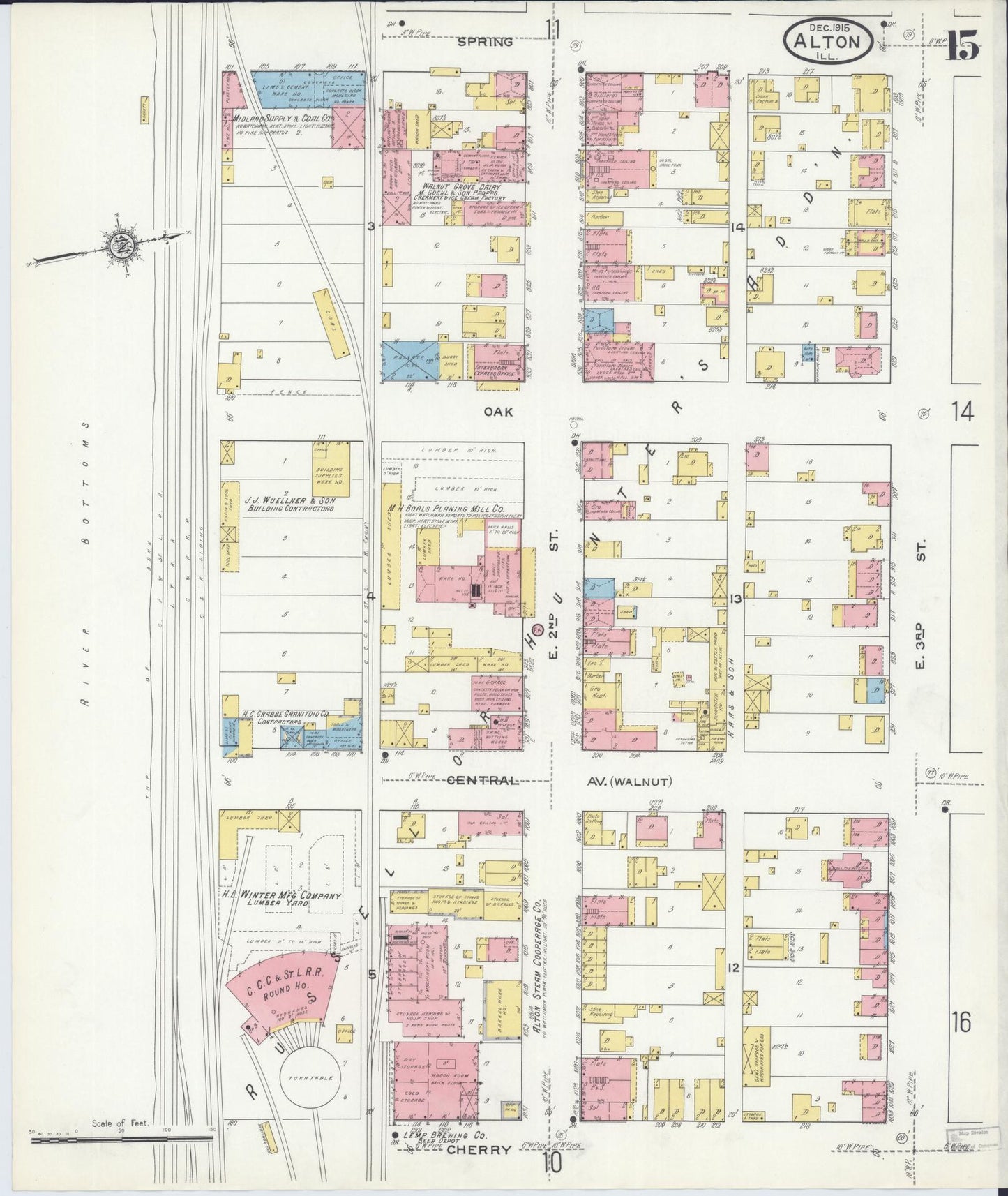 Sanborn Fire Insurance Map from Alton, Madison County, Illinois (1915), Sheet #0015 - Complete Map Set gallery image, historic Sanborn map, vintage wall art, Illinois Illinois
