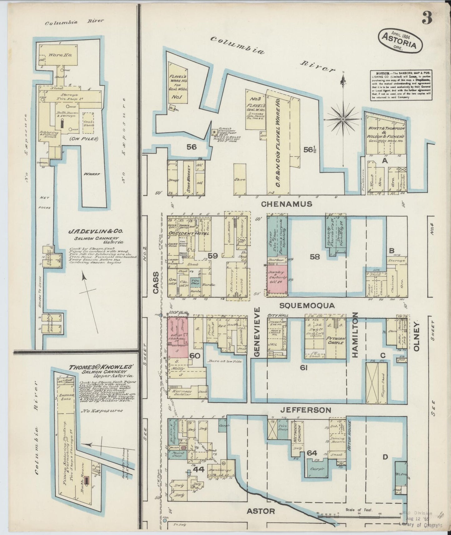 Sanborn Fire Insurance Map from Astoria, Clatsop County, Oregon (1884), Sheet #0003 - Complete Map Set gallery image, historic Sanborn map, vintage wall art, Oregon Oregon