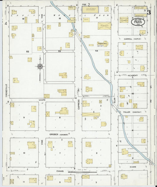 Sanborn Fire Insurance Map from Paris, Logan County, Arkansas (1918), Sheet #0003 - Historic Sanborn Fire Insurance Map Print, vintage old map wall art, antique decor, genealogy gift, Arkansas Arkansas map