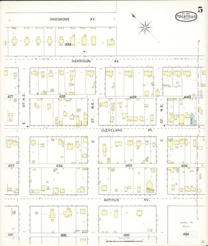 Sanborn Fire Insurance Map from Pocatello, Bannock County, Idaho (1892), Sheet #0005 - Complete Map Set gallery image, historic Sanborn map, vintage wall art, Idaho Idaho