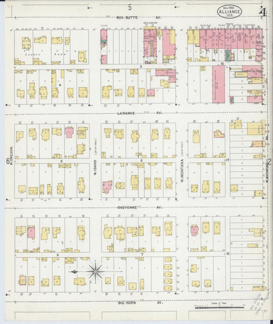 Sanborn Fire Insurance Map from Alliance, Box Butte County, Nebraska (1903), Sheet #0004 - Historic Sanborn Fire Insurance Map Print, vintage old map wall art, antique decor, genealogy gift, Nebraska Nebraska map