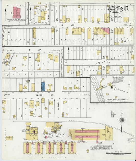 Sanborn Fire Insurance Map from Henryetta, Okmulgee County, Oklahoma (1920), Sheet #0017 - Historic Sanborn Fire Insurance Map Print, vintage old map wall art, antique decor, genealogy gift, Oklahoma Oklahoma map