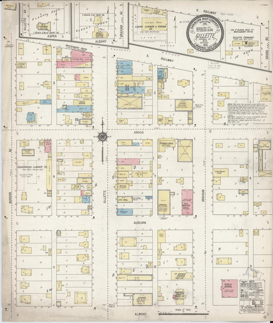 Sanborn Fire Insurance Map from Gillette, Campbell County, Wyoming (1918), Sheet #0001 - Historic Sanborn Fire Insurance Map Print, vintage old map wall art, antique decor, genealogy gift, Wyoming Wyoming map