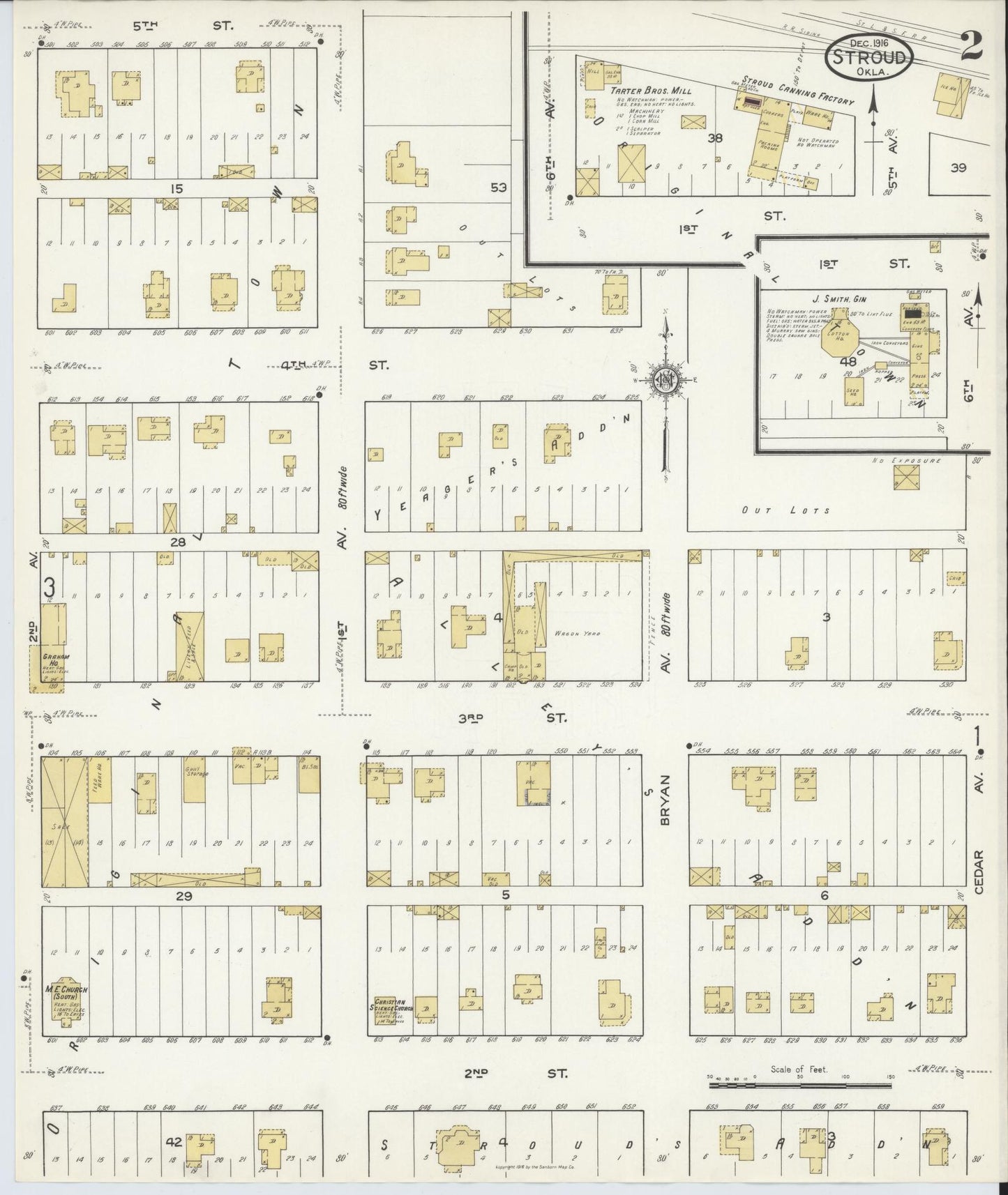 Sanborn Fire Insurance Map from Stroud, Lincoln County, Oklahoma (1916), Sheet #0002 - Complete Map Set gallery image, historic Sanborn map, vintage wall art, Oklahoma Oklahoma
