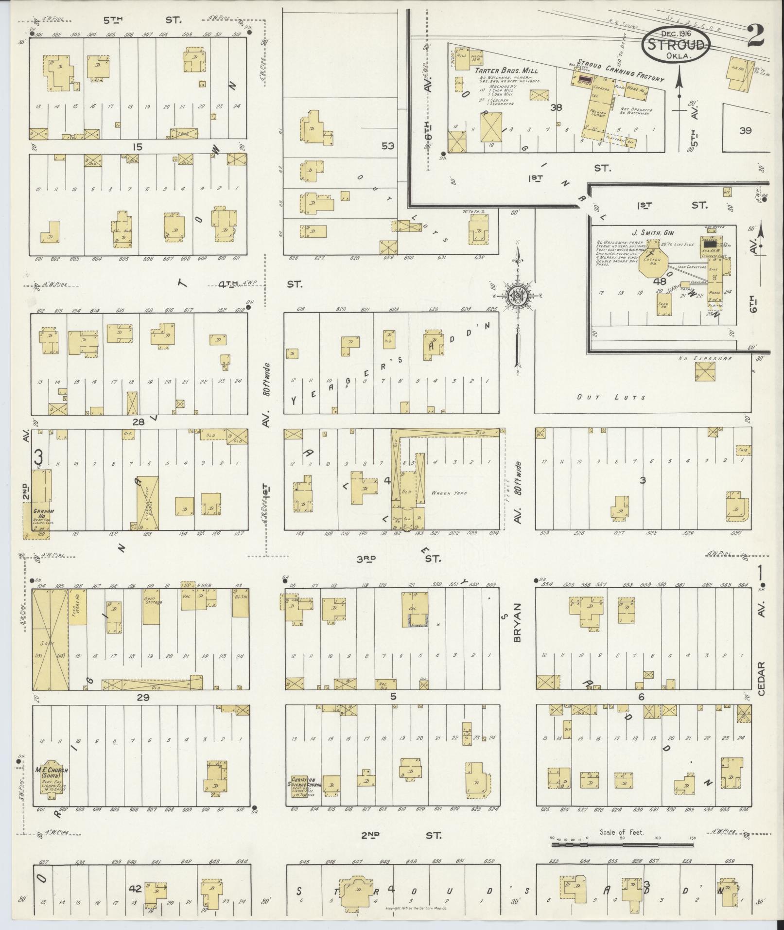 Sanborn Fire Insurance Map from Stroud, Lincoln County, Oklahoma (1916), Sheet #0002 - Complete Map Set gallery image, historic Sanborn map, vintage wall art, Oklahoma Oklahoma