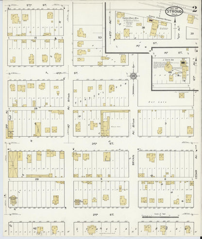 Sanborn Fire Insurance Map from Stroud, Lincoln County, Oklahoma (1916), Sheet #0002 - Complete Map Set gallery image, historic Sanborn map, vintage wall art, Oklahoma Oklahoma