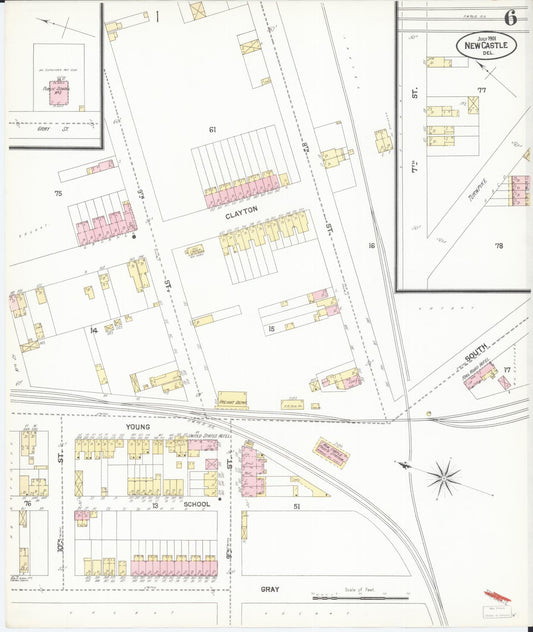 Sanborn Fire Insurance Map from New Castle, New Castle County, Delaware (1901), Sheet #0006 - Historic Sanborn Fire Insurance Map Print, vintage old map wall art, antique decor, genealogy gift, Delaware Delaware map
