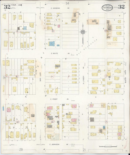 Sanborn Fire Insurance Map from Trinidad, Las Animas County, Colorado (1948), Sheet #0032 - Historic Sanborn Fire Insurance Map Print, vintage old map wall art, antique decor, genealogy gift, Colorado Colorado map