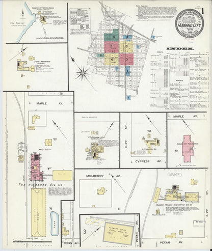 Sanborn Fire Insurance Map from Hubbard, Hill County, Texas (1909), Sheet #0001 - Complete Map Set gallery image, historic Sanborn map, vintage wall art, Texas Texas