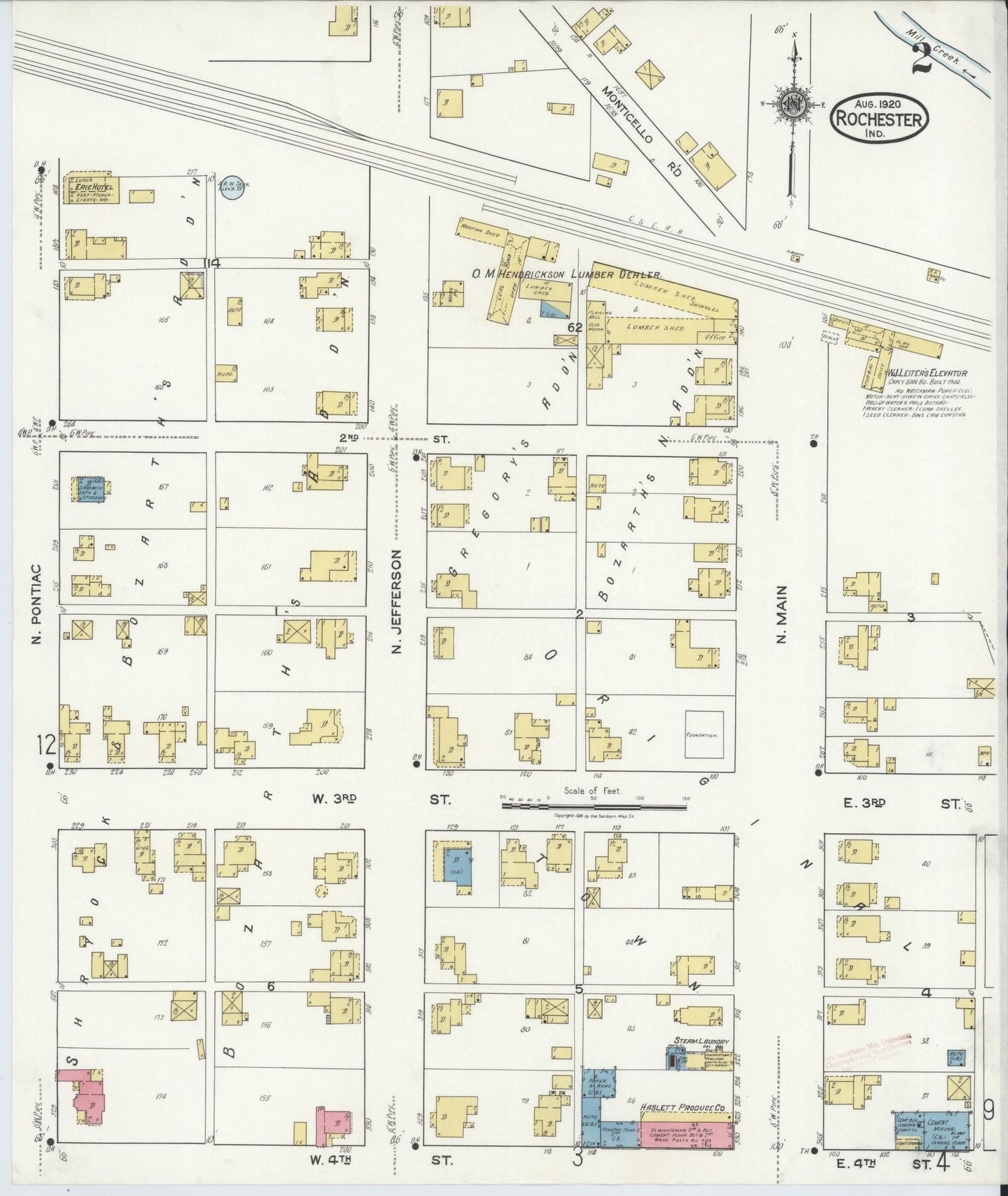 Sanborn Fire Insurance Map from Rochester, Fulton County, Indiana (1920), Sheet #0002 - Complete Map Set gallery image, historic Sanborn map, vintage wall art, Indiana Indiana