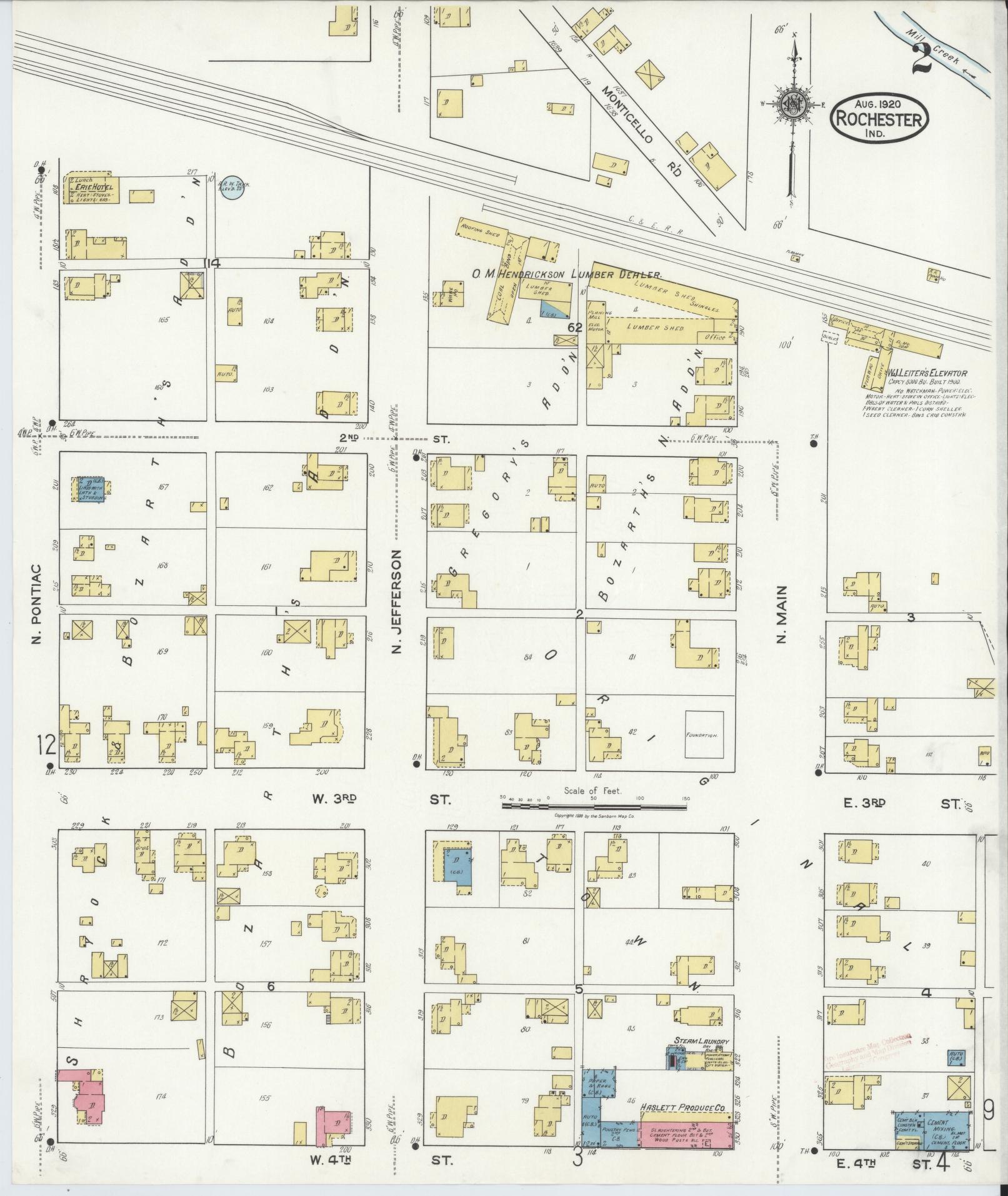Sanborn Fire Insurance Map from Rochester, Fulton County, Indiana (1920), Sheet #0002 - Complete Map Set gallery image, historic Sanborn map, vintage wall art, Indiana Indiana