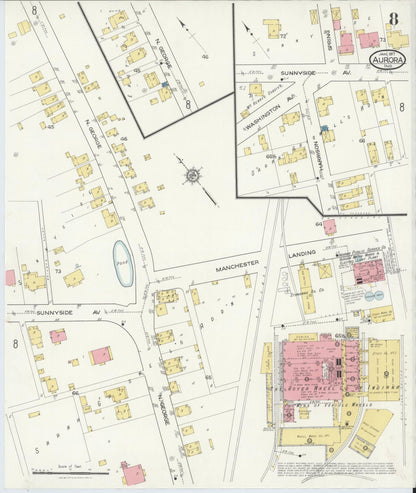 Sanborn Fire Insurance Map from Aurora, Dearborn County, Indiana (1917), Sheet #0008 - Historic Sanborn Fire Insurance Map Print, vintage old map wall art, antique decor, genealogy gift, Indiana Indiana map