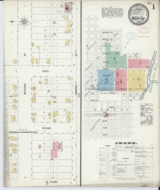 Sanborn Fire Insurance Map from Wahpeton, Richland County, North Dakota (1898), Sheet #0001 - Complete Map Set gallery image, historic Sanborn map, vintage wall art, North Dakota North Dakota