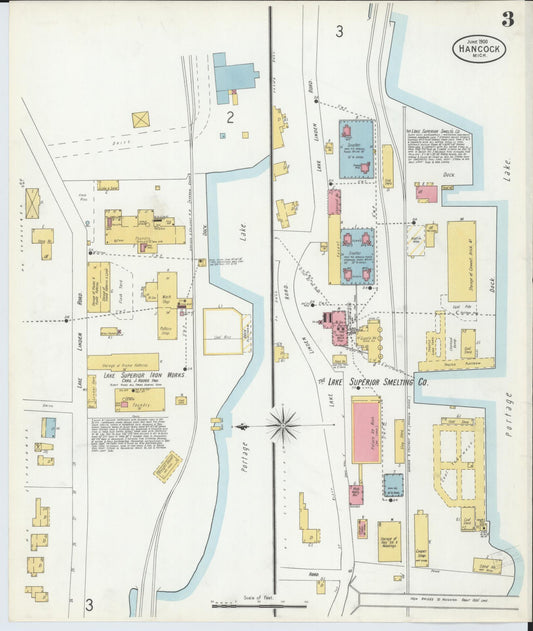 Sanborn Fire Insurance Map from Houghton, Houghton County, Michigan (1900), Sheet #0003 - Historic Sanborn Fire Insurance Map Print, vintage old map wall art, antique decor, genealogy gift, Michigan Michigan map