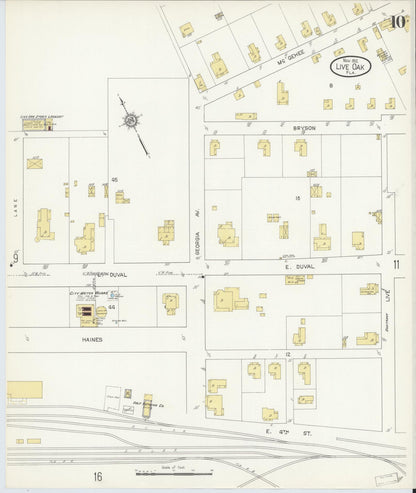 Sanborn Fire Insurance Map from Live Oak, Suwanee County, Florida (1912), Sheet #0010 - Historic Sanborn Fire Insurance Map Print, vintage old map wall art, antique decor, genealogy gift, Florida Florida map