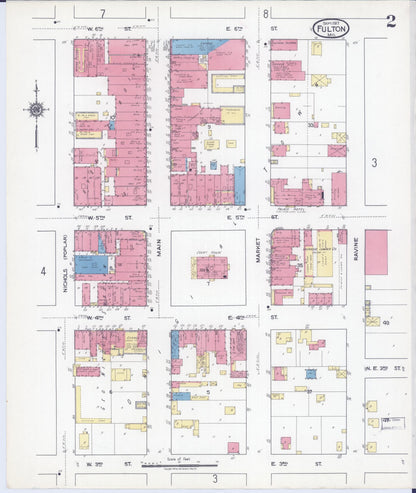 Sanborn Fire Insurance Map from Fulton, Callaway County, Missouri (1917), Sheet #0002 - Historic Sanborn Fire Insurance Map Print, vintage old map wall art, antique decor, genealogy gift, Missouri Missouri map
