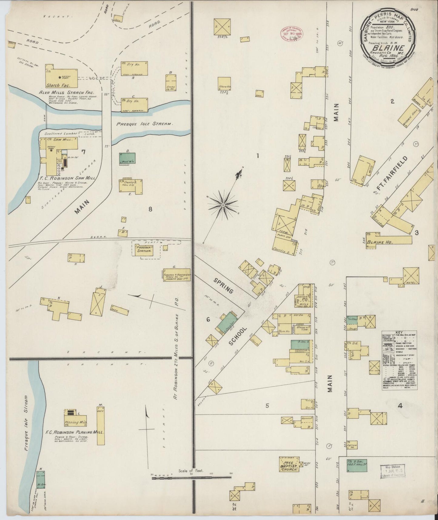 Sanborn Fire Insurance Map from Blaine, Aroostook County, Maine. (1895) – Historic Sanborn Fire Insurance Map Print