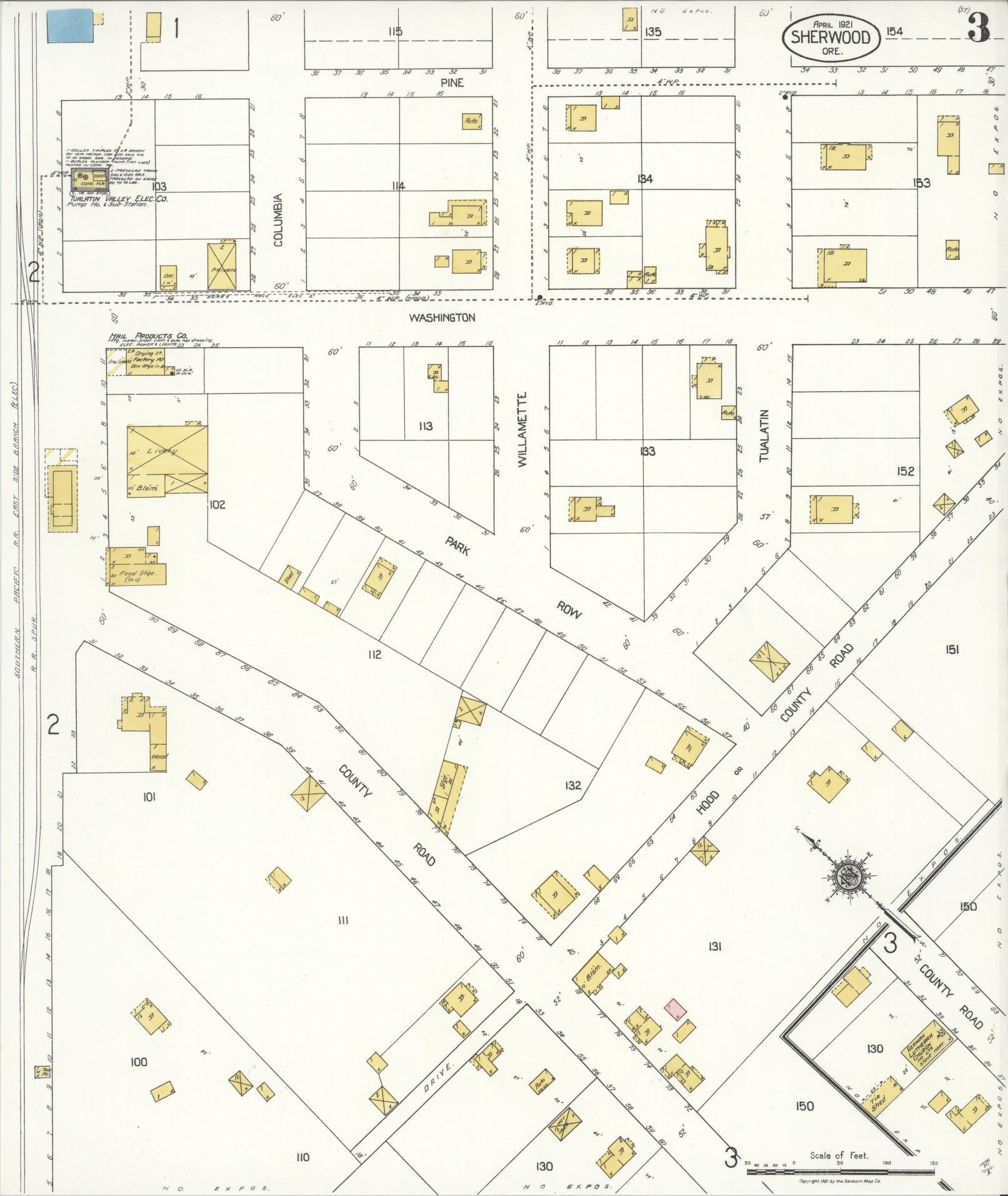 Sanborn Fire Insurance Map from Sherwood, Washington County, Oregon (1921), Sheet #0003 - Complete Map Set gallery image, historic Sanborn map, vintage wall art, Oregon Oregon