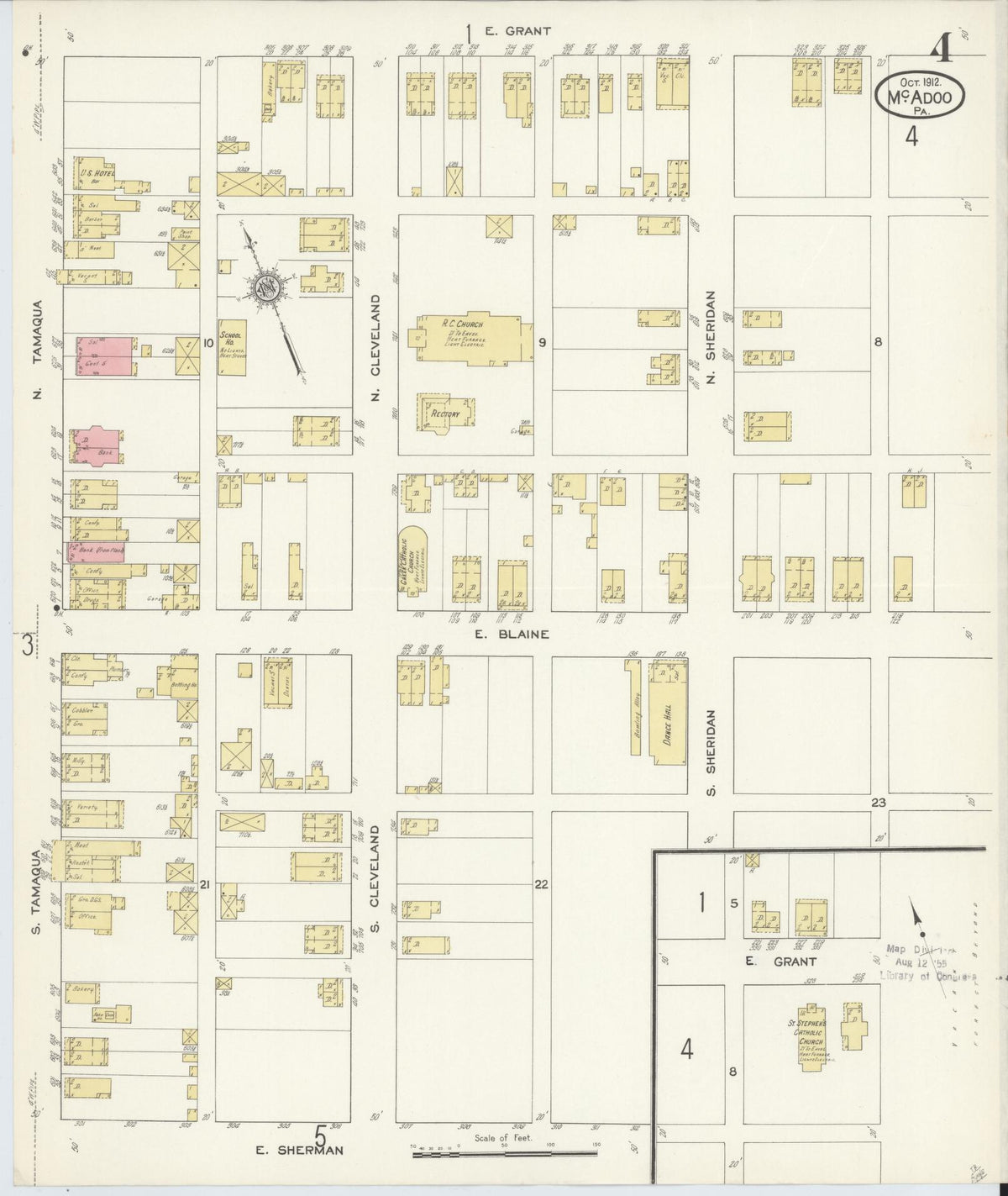 Sanborn Fire Insurance Map from McAdoo, Schuylkill County, Pennsylvania (1912), Sheet #0004 - Complete Map Set gallery image, historic Sanborn map, vintage wall art, Pennsylvania Pennsylvania