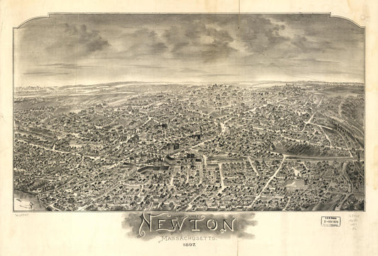 Wards 1 and 7, Newton, Massachusetts 1897. (1897) – Historic Bird’s-Eye View Panorama Print