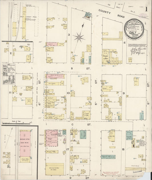 Sanborn Fire Insurance Map from Galt, Sacramento County, California (1888), Sheet #0001 - Complete Map Set gallery image, historic Sanborn map, vintage wall art, California California