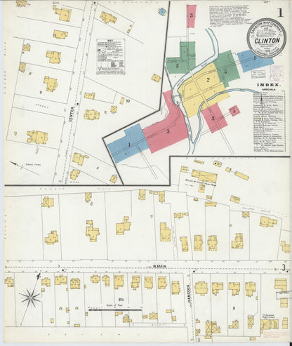 Sanborn Fire Insurance Map from Clinton, Hunterdon County, New Jersey (1903), Sheet #0001 - Historic Sanborn Fire Insurance Map Print, vintage old map wall art, antique decor, genealogy gift, New Jersey New Jersey map