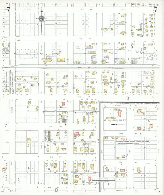 Sanborn Fire Insurance Map from Bay City, Matagorda County, Texas (1942), Sheet #0007 - Historic Sanborn Fire Insurance Map Print, vintage old map wall art, antique decor, genealogy gift, Texas Texas map