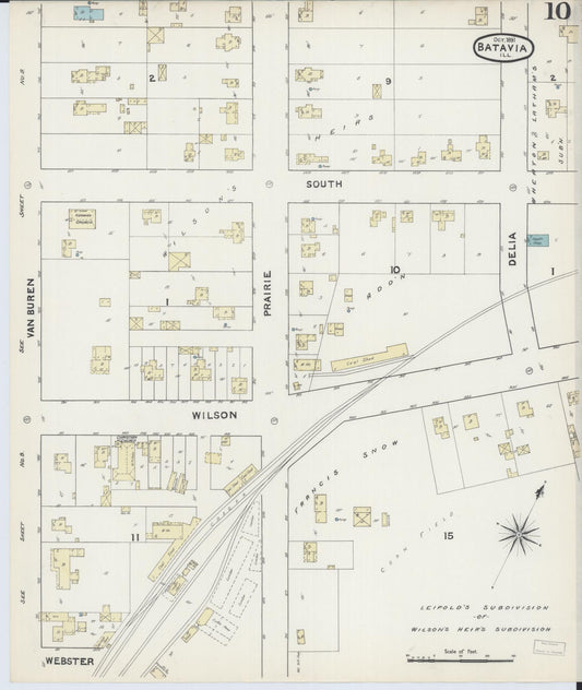Sanborn Fire Insurance Map from Batavia, Kane County, Illinois (1891), Sheet #0010 - Historic Sanborn Fire Insurance Map Print, vintage old map wall art, antique decor, genealogy gift, Illinois Illinois map
