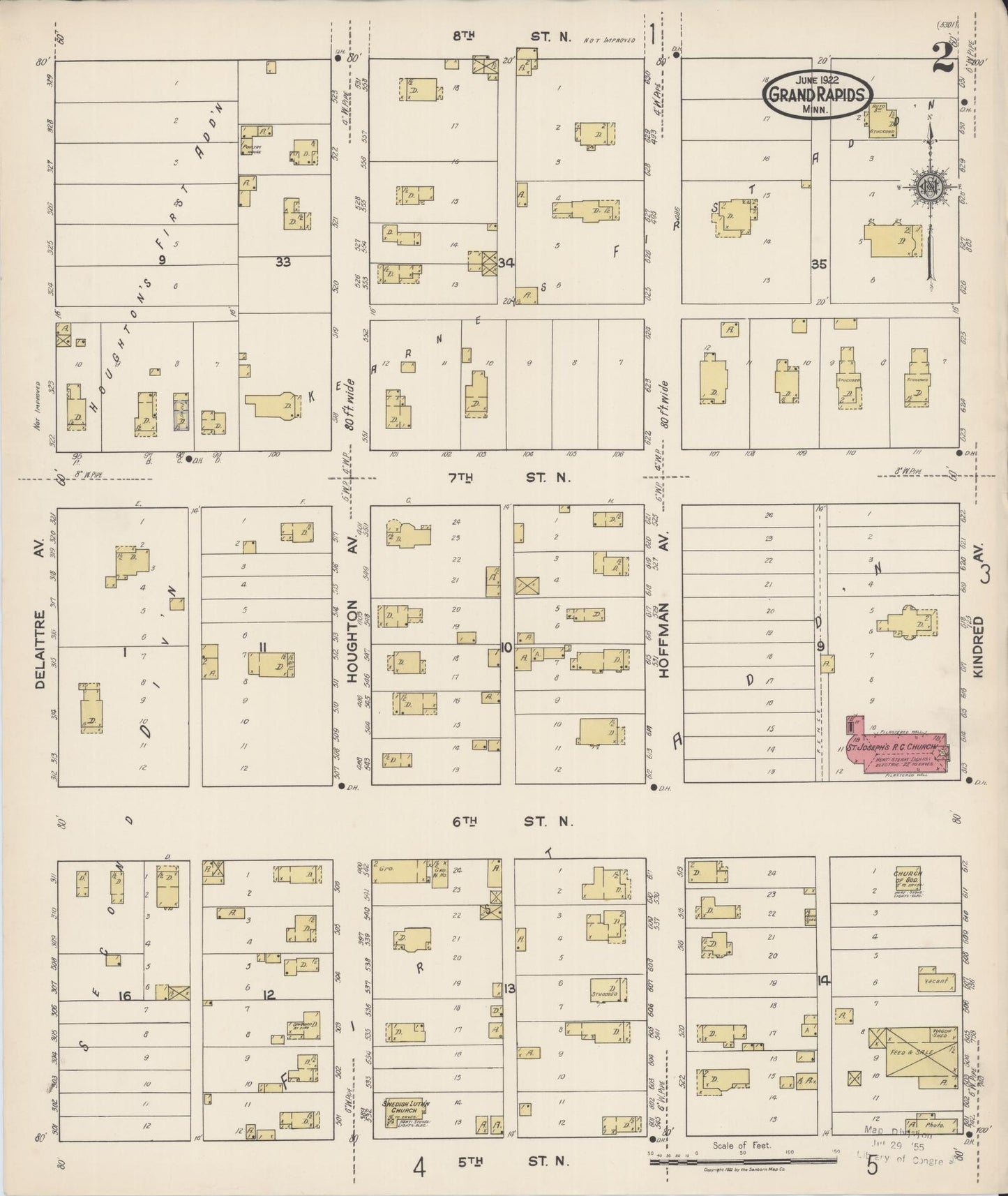 Sanborn Fire Insurance Map from Grand Rapids, Itasca County, Minnesota (1922), Sheet #0002 - Complete Map Set gallery image, historic Sanborn map, vintage wall art, Minnesota Minnesota