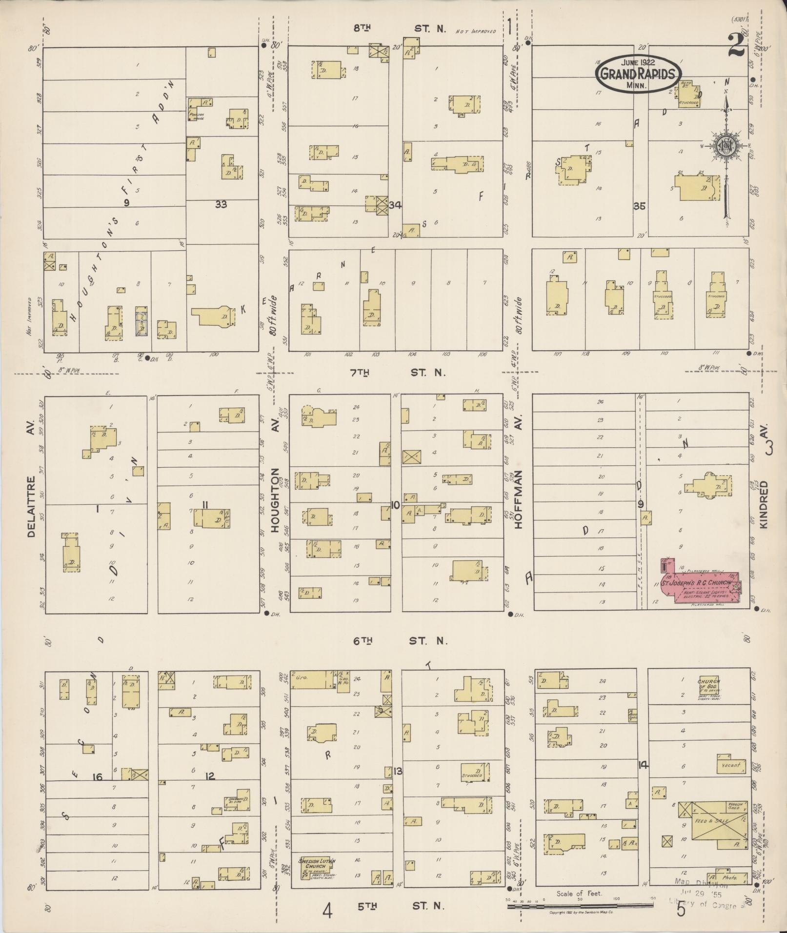 Sanborn Fire Insurance Map from Grand Rapids, Itasca County, Minnesota (1922), Sheet #0002 - Complete Map Set gallery image, historic Sanborn map, vintage wall art, Minnesota Minnesota