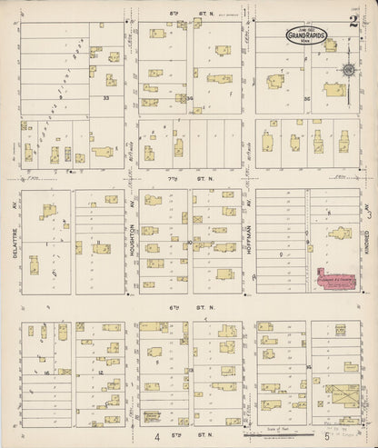 Sanborn Fire Insurance Map from Grand Rapids, Itasca County, Minnesota (1922), Sheet #0002 - Complete Map Set gallery image, historic Sanborn map, vintage wall art, Minnesota Minnesota