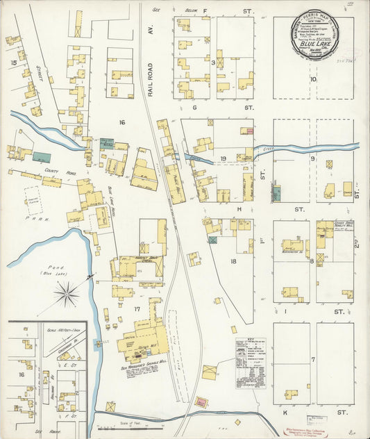 Sanborn Fire Insurance Map from Blue Lake, Humboldt County, California (1892), Sheet #0001 - Historic Sanborn Fire Insurance Map Print, vintage old map wall art, antique decor, genealogy gift, California California map