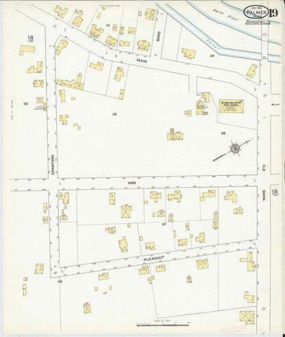 Sanborn Fire Insurance Map from Palmer, Hampden County, Massachusetts (1911), Sheet #0019 - Complete Map Set gallery image, historic Sanborn map, vintage wall art, Massachusetts Massachusetts