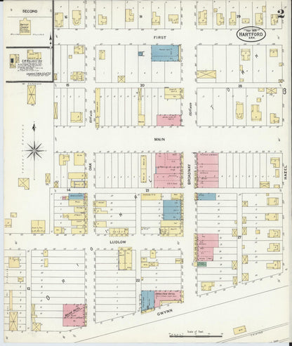 Sanborn Fire Insurance Map from Hartford, Sebastian County, Arkansas (1908), Sheet #0002 - Complete Map Set gallery image, historic Sanborn map, vintage wall art, Arkansas Arkansas