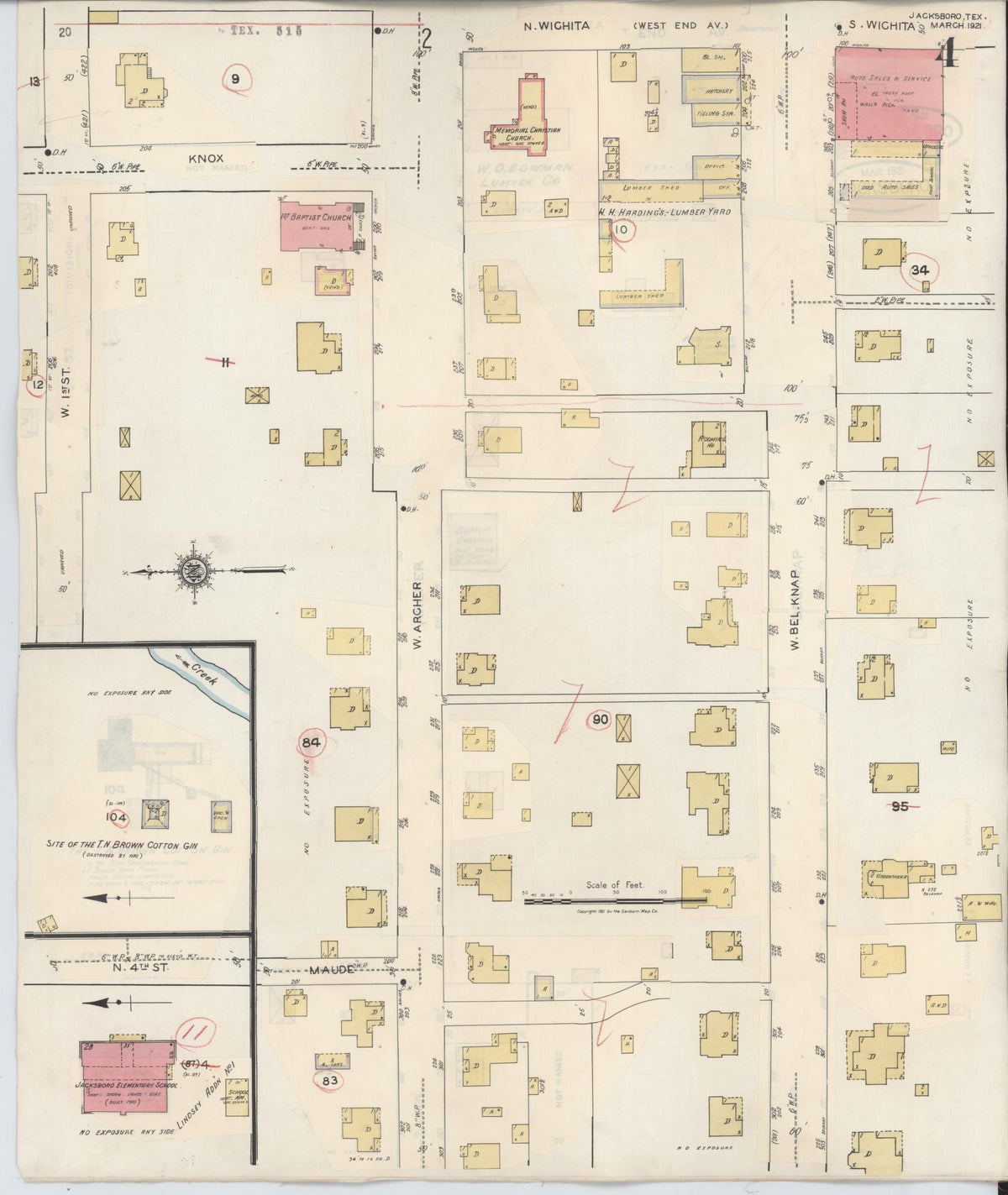 Sanborn Fire Insurance Map from Jacksboro, Jack County, Texas (1942), Sheet #0004 - Complete Map Set gallery image, historic Sanborn map, vintage wall art, Texas Texas