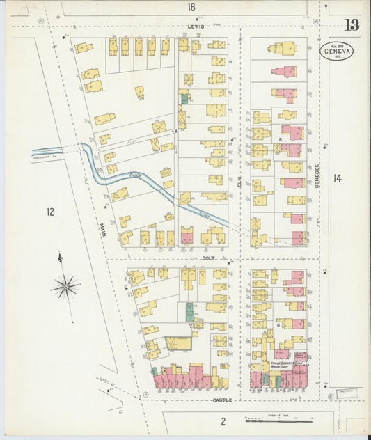 Sanborn Fire Insurance Map from Geneva, Ontario County, New York (1903), Sheet #0013 - Historic Sanborn Fire Insurance Map Print, vintage old map wall art, antique decor, genealogy gift, New York New York map