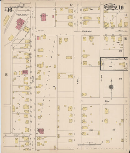 Sanborn Fire Insurance Map from Wilmington, Clinton County, Ohio (1922), Sheet #0016 - Historic Sanborn Fire Insurance Map Print, vintage old map wall art, antique decor, genealogy gift, Ohio Ohio map