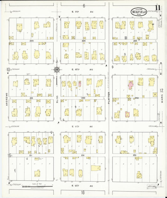 Sanborn Fire Insurance Map from Winfield, Cowley County, Kansas (1918), Sheet #0011 - Historic Sanborn Fire Insurance Map Print, vintage old map wall art, antique decor, genealogy gift, Kansas Kansas map