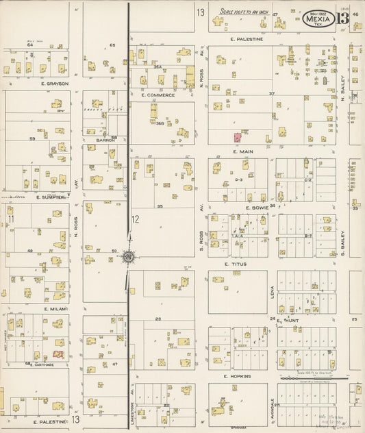 Sanborn Fire Insurance Map from Mexia, Limestone County, Texas (1922), Sheet #0013 - Historic Sanborn Fire Insurance Map Print, vintage old map wall art, antique decor, genealogy gift, Texas Texas map